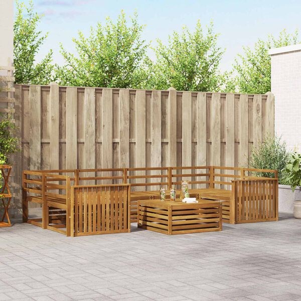 vidaXL Set de canapele de exterior 7 pcs natural Lemn Solid de Acacia
