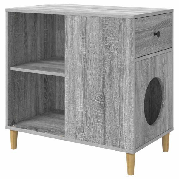 vidaXL Casa pentru pisici Gri Sonoma 72 x 42.5 x 70 cm Lemn compozit