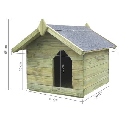 vidaXL Cușcă de câine grădină, acoperiș detașabil, lemn de pin tratat