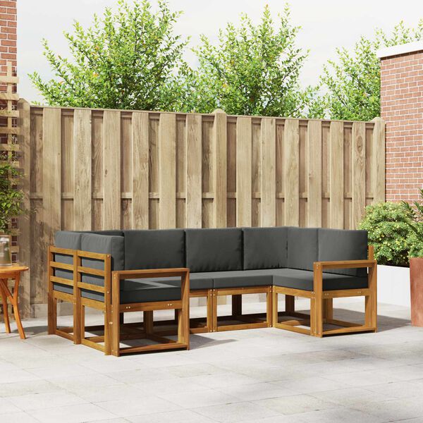 vidaXL Set de canapele de exterior cu pernă 6 pcs Natural și Antracit