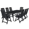 vidaXL Set mobilier de exterior, 9 piese, antracit, plastic