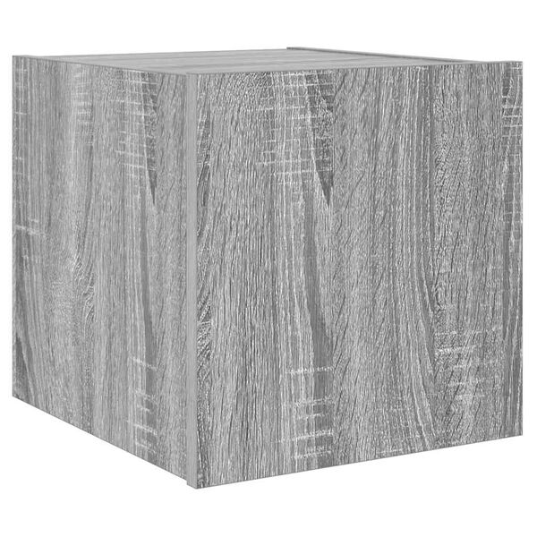 vidaXL Comodă TV de perete cu lumini LED, gri sonoma, 30,5x35x30 cm