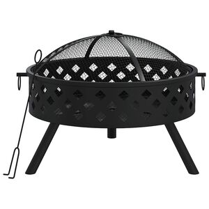 vidaXL Vatră de foc cu vătrai, 58 cm, oțel, XXL