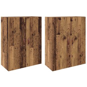 vidaXL Dulap montat pe perete 2 pcs Lemn vechi 69,5 x 34 x 90 cm