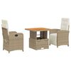 vidaXL Set mobilier de grădină cu perne, 3 piese, bej, poliratan