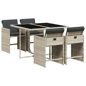 vidaXL Set mobilier de grădină cu perne, 5 piese gri deschis poliratan