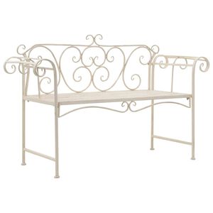vidaXL Bancă de grădină, alb vintage, 132 cm, metal