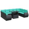 vidaXL Set canapele de grădină cu perne, 10 piese, negru, poliratan