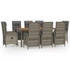 vidaXL Set mobilier grădină cu perne, 9 piese, gri, poliratan