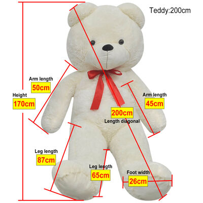 vidaXL Ursuleț de pluș de jucărie, alb, 170 cm