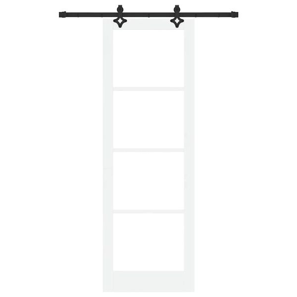 vidaXL Ușă glisantă Alb 78 x 232 cm Lemn masiv de pin și sticlă