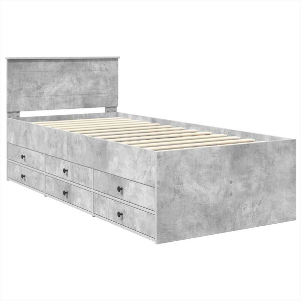 vidaXL Daybed cu sertar Gri beton și negru 100 x 200 cm Lemn compozit