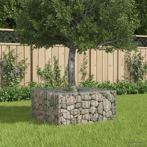 vidaXL Pat ridicat din gabion Argintiu 80 x 80 x 40 cm Oțel Galvanizat