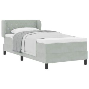 vidaXL Pat cu arcuri cu headboard Gri deschis 90 x 200 cm Catifea