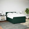vidaXL Pat box spring cu saltea, verde &icirc;nchis, 140x200 cm, catifea