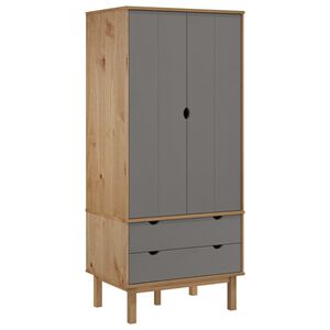 vidaXL Șifonier OTTA, maro și gri, 76,5x53x172 cm, lemn masiv pin