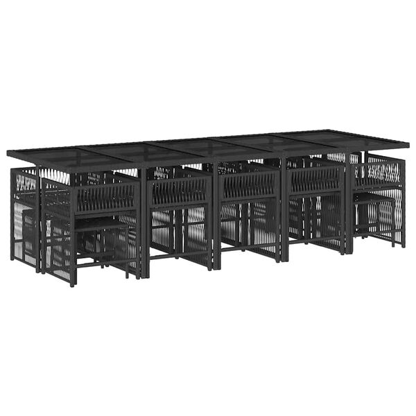 vidaXL Set mobilier de grădină cu perne, 15 piese, negru, poliratan