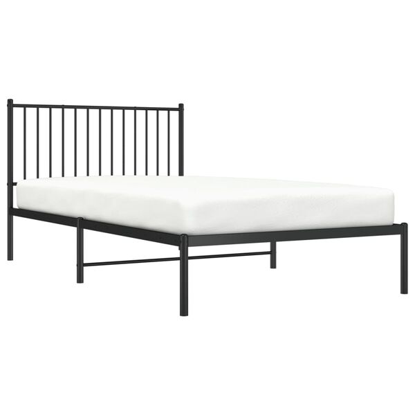 vidaXL Cadru de pat din metal cu tăblie, negru, 107x203 cm