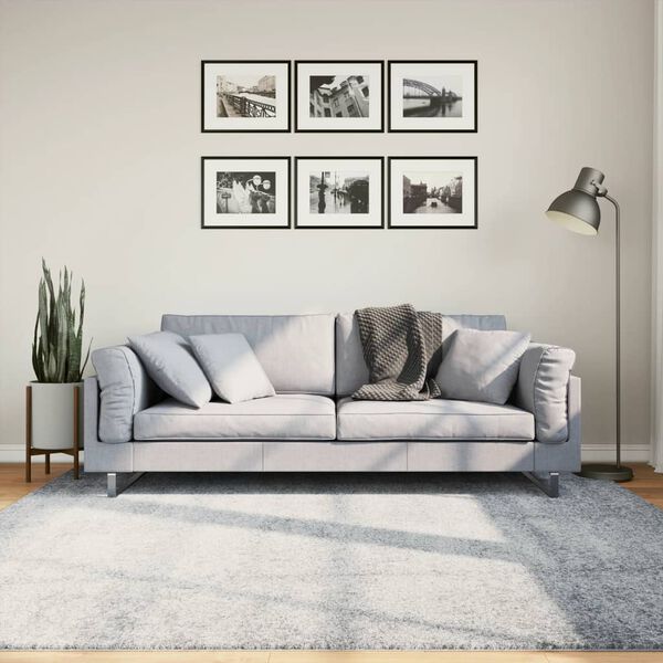 vidaXL Covor pufos "PAMPLONA" fire înalte, albastru modern 200x200 cm