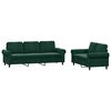 vidaXL Set de canapele cu perne, 2 piese, verde &icirc;nchis, catifea