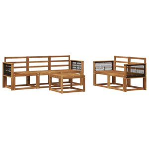 vidaXL Set de canapele de exterior 6 pcs natural Lemn Solid de Acacia