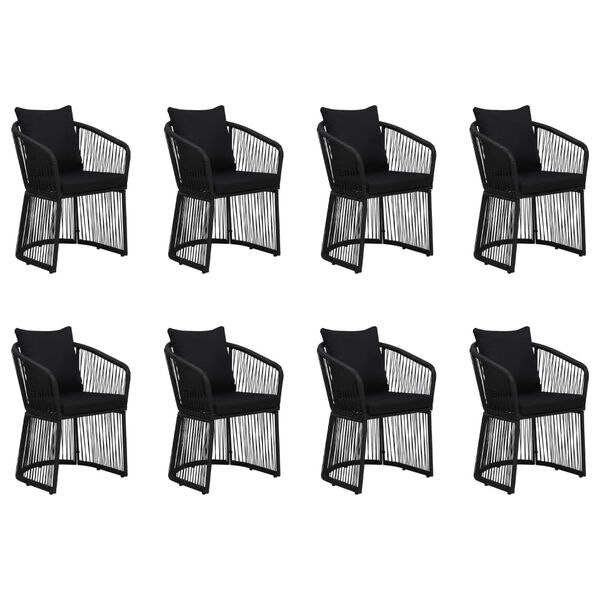 vidaXL Set mobilier de grădină cu perne, 9 piese, negru