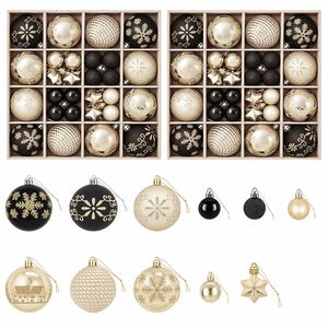 vidaXL Set de globuri de Crăciun 88 buc. Negru și Aur &Oslash; 6 cm Plastic