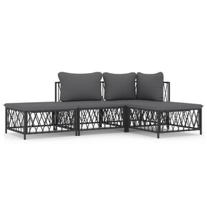 vidaXL Set mobilier de grădină, cu perne, antracit, 4 piese, oțel
