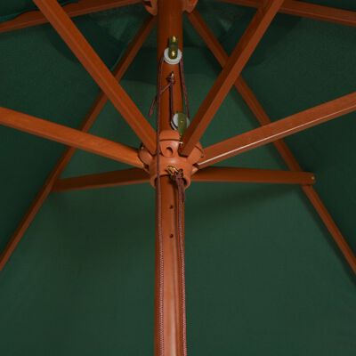 vidaXL Umbrelă de soare cu stâlp de lemn 270 x 270 cm, verde