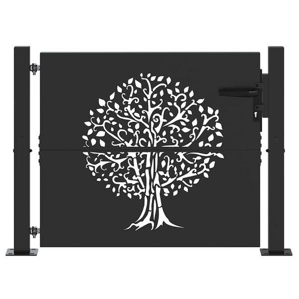 vidaXL Poartă de grădină Negru 100 x 100 cm Oțel vopsit în pulbere