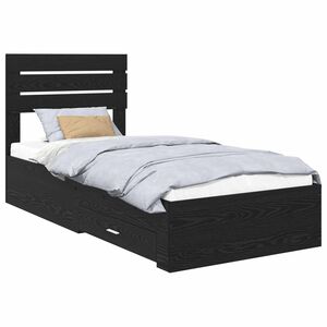 vidaXL Cadru de pat cu sertar cu headboard cu depozitare Lemn compozit
