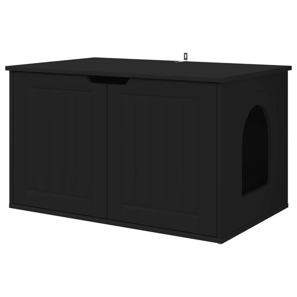 vidaXL Casa pentru pisici Negru 85 x 55 x 50,5 cm Lemn compozit