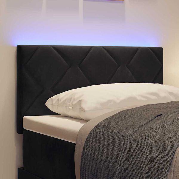 vidaXL Tăblie LED cu headboard Negru 80 cm Piele artificială