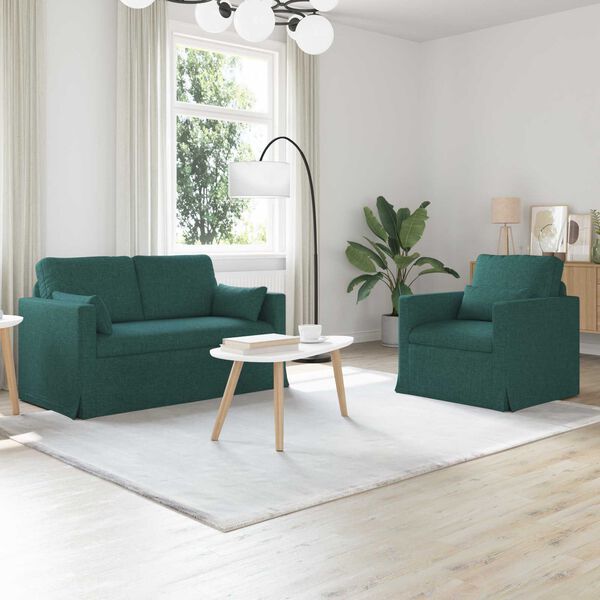 vidaXL Canapea 120cm 2 pcs Verde &icirc;nchis Metal