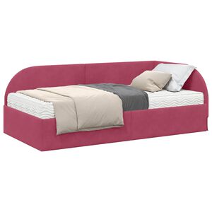 vidaXL Cadru de pat colțar cu saltea 2 buc. Roșu Vin 80 x 200 cm