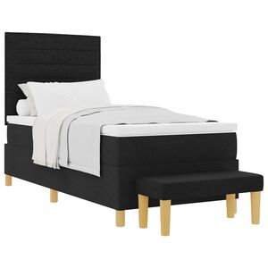 vidaXL Pat cu arcuri cu saltea cu headboard Negru 80 x 200 cm țesătură