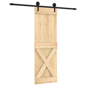 vidaXL Ușă glisantă Natural și Negru 70 x 210 cm Lemn de Pin Solid