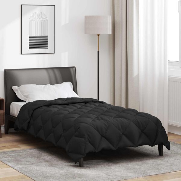 vidaXL Duvet de iarnă Negru 200 x 135 cm Microfibră