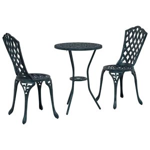 vidaXL Set Bistro de Grădină 3 pcs Verde Aluminiu
