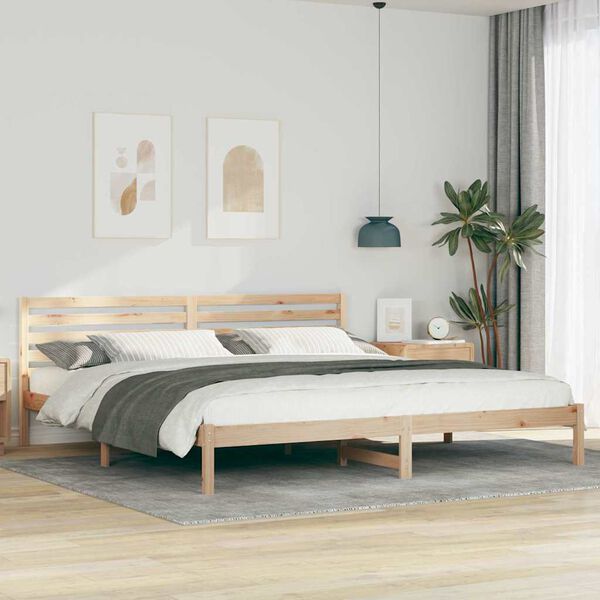 vidaXL Cadru de pat cu headboard Maro 200 x 220 cm Lemn de pin masiv