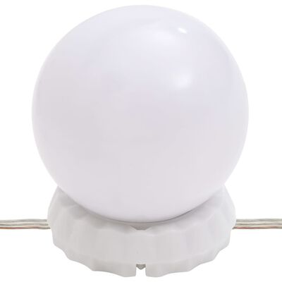 vidaXL Măsuță de toaletă cu LED, alb, 95x50x133,5 cm, lemn masiv pin