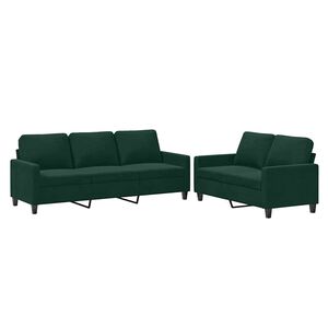 vidaXL Set de canapele cu perne, 2 piese, verde &icirc;nchis, catifea