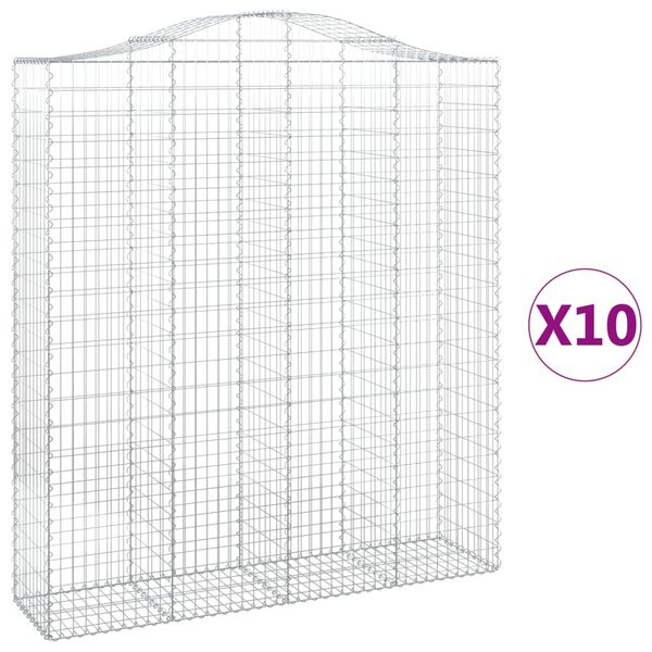 vidaXL Coșuri gabion arcuite, 10 buc 200x50x220/240cm, fier galvanizat