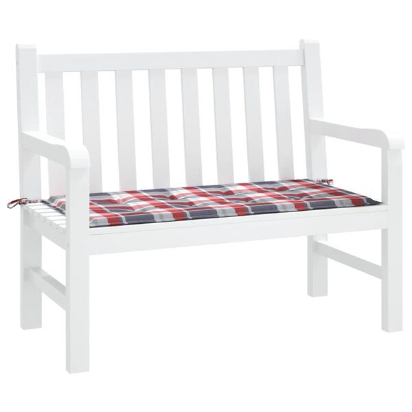 vidaXL Pernă bancă de grădină, roșu carouri, 120x50x3cm, textil Oxford