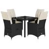 vidaXL Set mobilier de grădină cu perne, 5 piese, negru, poliratan