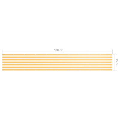 vidaXL Paravan de balcon, alb și galben, 75 x 500 cm, țesătură oxford