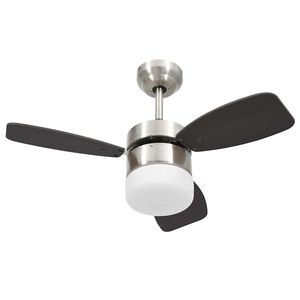vidaXL Ventilator tavan cu iluminare/telecomandă, maro &icirc;nchis, 76 cm