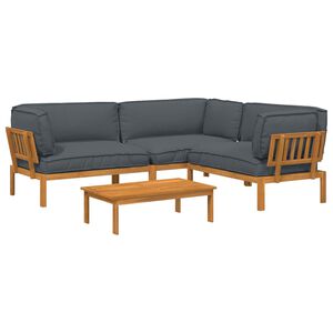 vidaXL Set de canapea 4 buc. Antracit Lemn Solid de Acacia