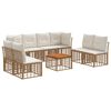 vidaXL Set de canapele de exterior 9 pcs Alb Natural și Crem Poliester