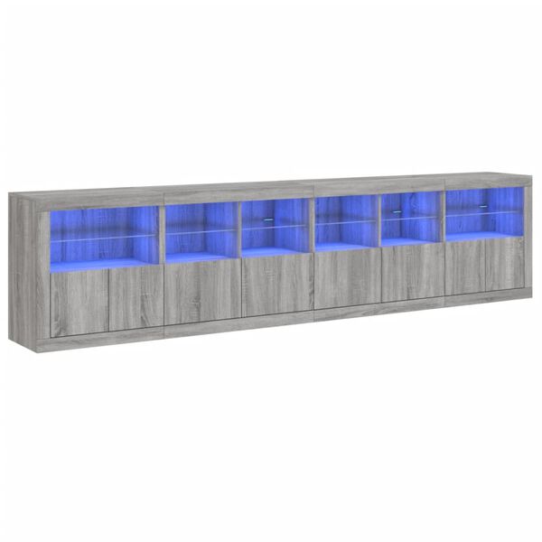 vidaXL Dulap cu lumini LED, gri sonoma, 283x37x67 cm